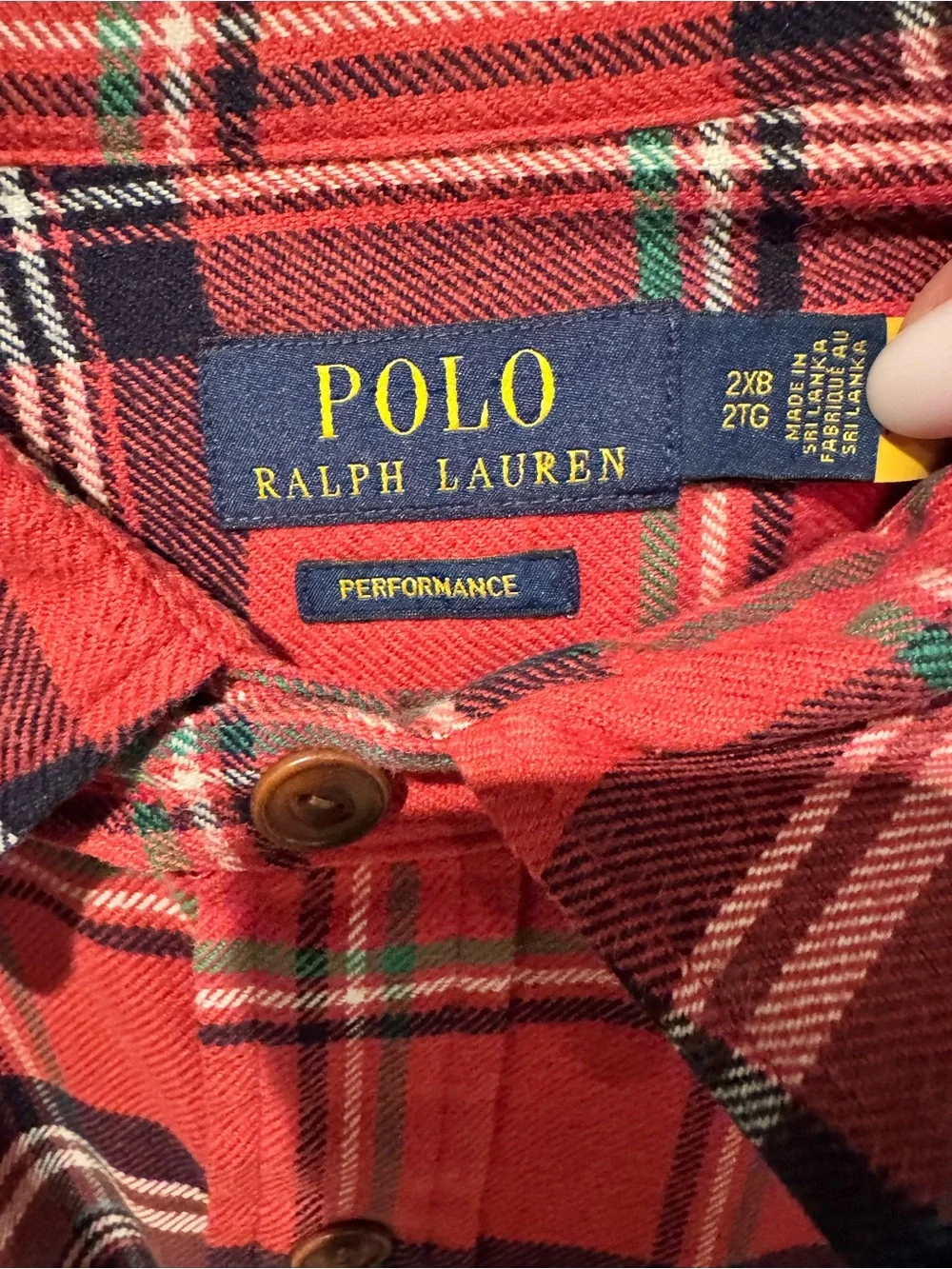 Polo by Ralph Lauren Red and Black Plaid Button-Down Shirt with Elbow Patches